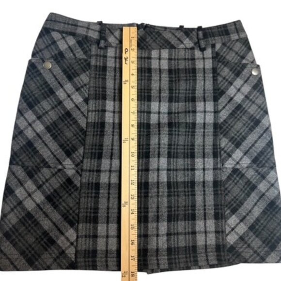Eddie Bauer Gray Black Wool Blend Tartan Mini Plaid Skirt | Women’s Size 6 - Picture 4 of 7